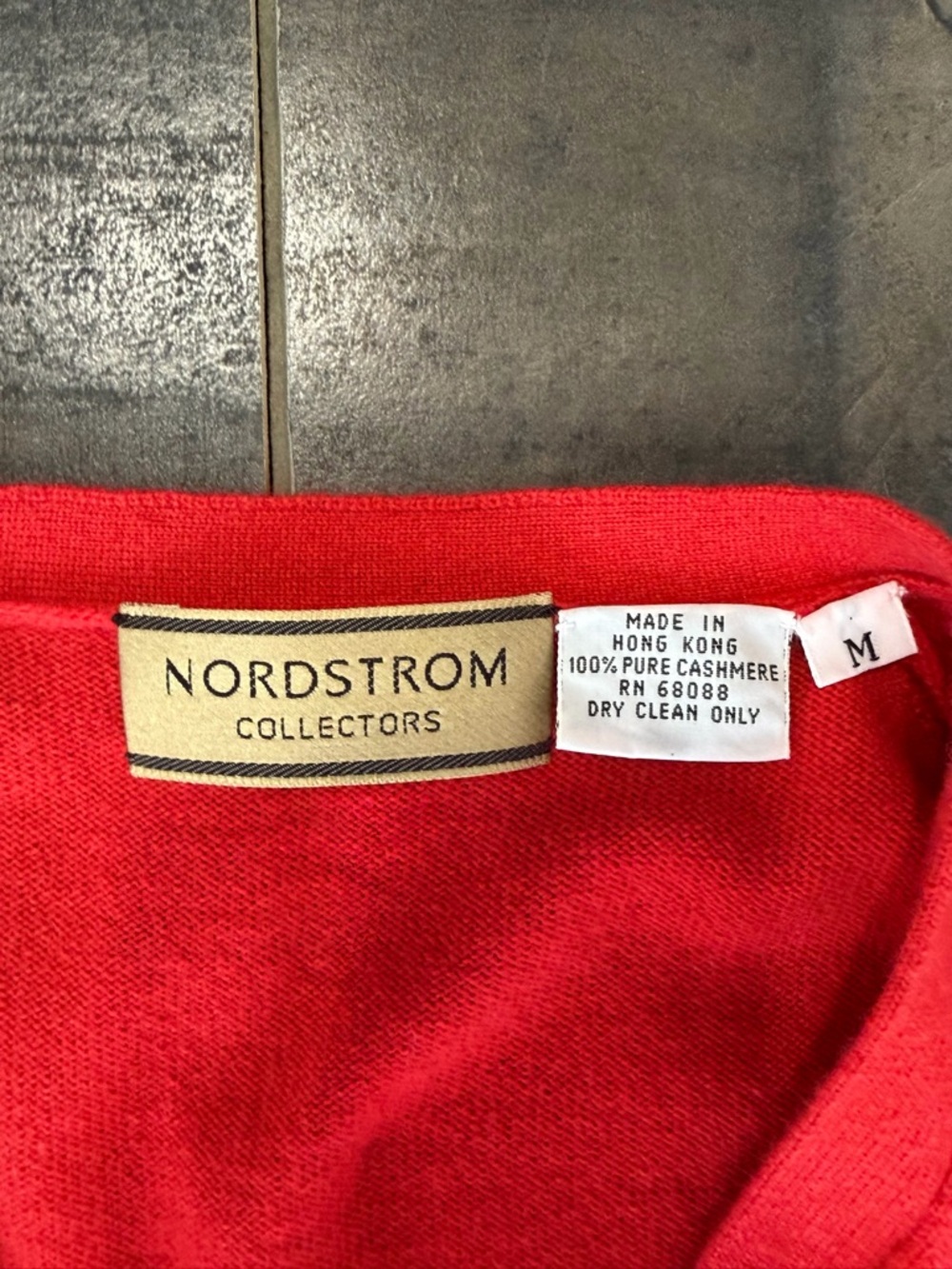 Nordstrom Collectors 100% Cashmere Red Cardigan Sweater Medium - Picture 8 of 8